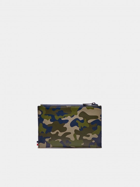 Monedero para hombre con cremallera, impreso y estampado