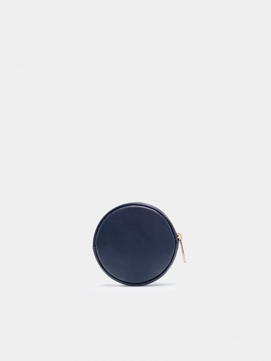 Porta-moedas circular em pele