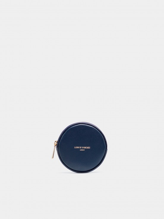 Porta-moedas circular em pele
