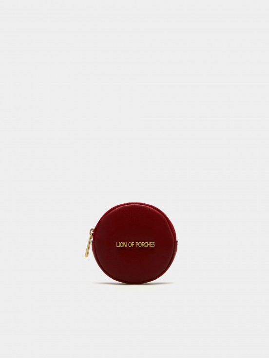 Porta-moedas circular em pele