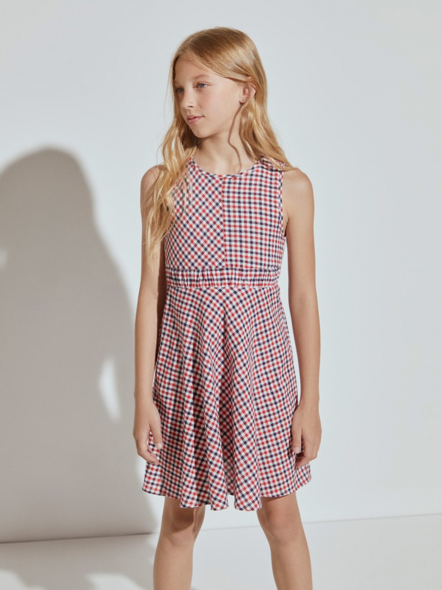 Vestido xadrez sem mangas
