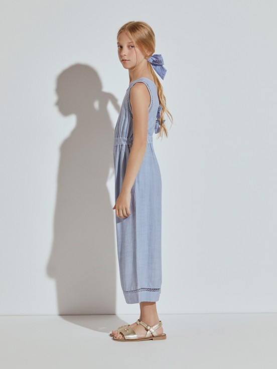 Linen blend pants jumpsuit