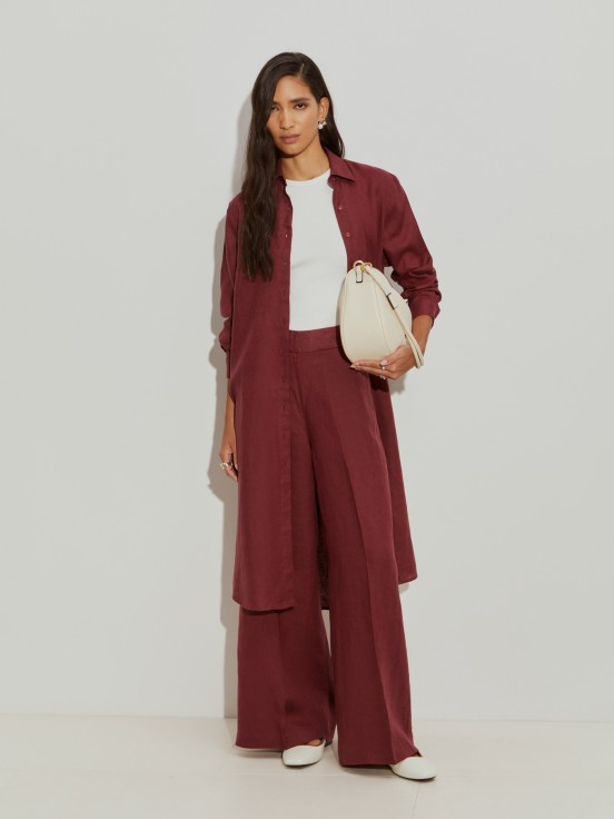Calas wide leg de linho