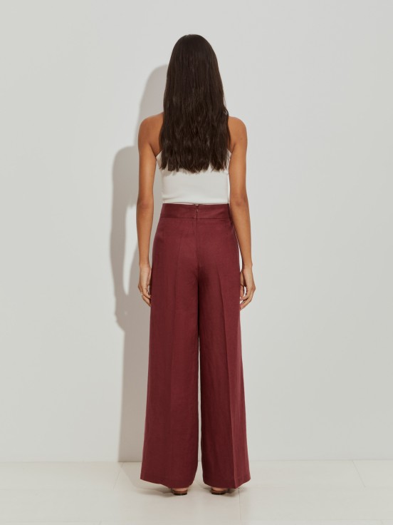 Calas wide leg de linho