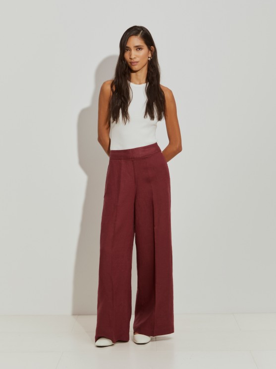 Linen wide leg pants