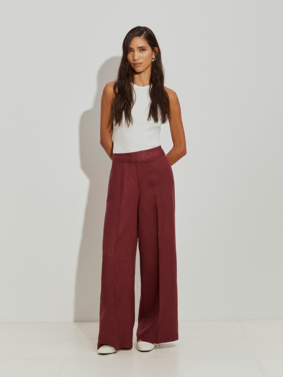 Calas wide leg de linho