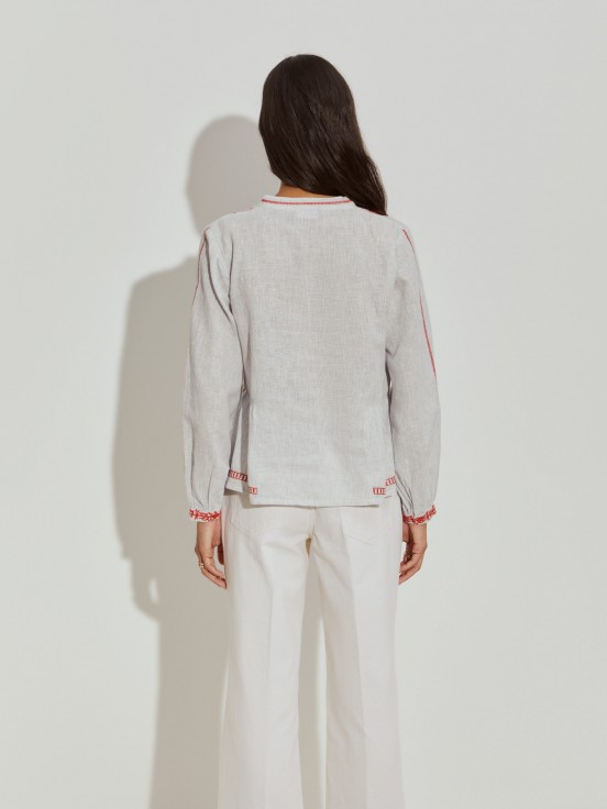 Ethnic blouse in linen and cotton
