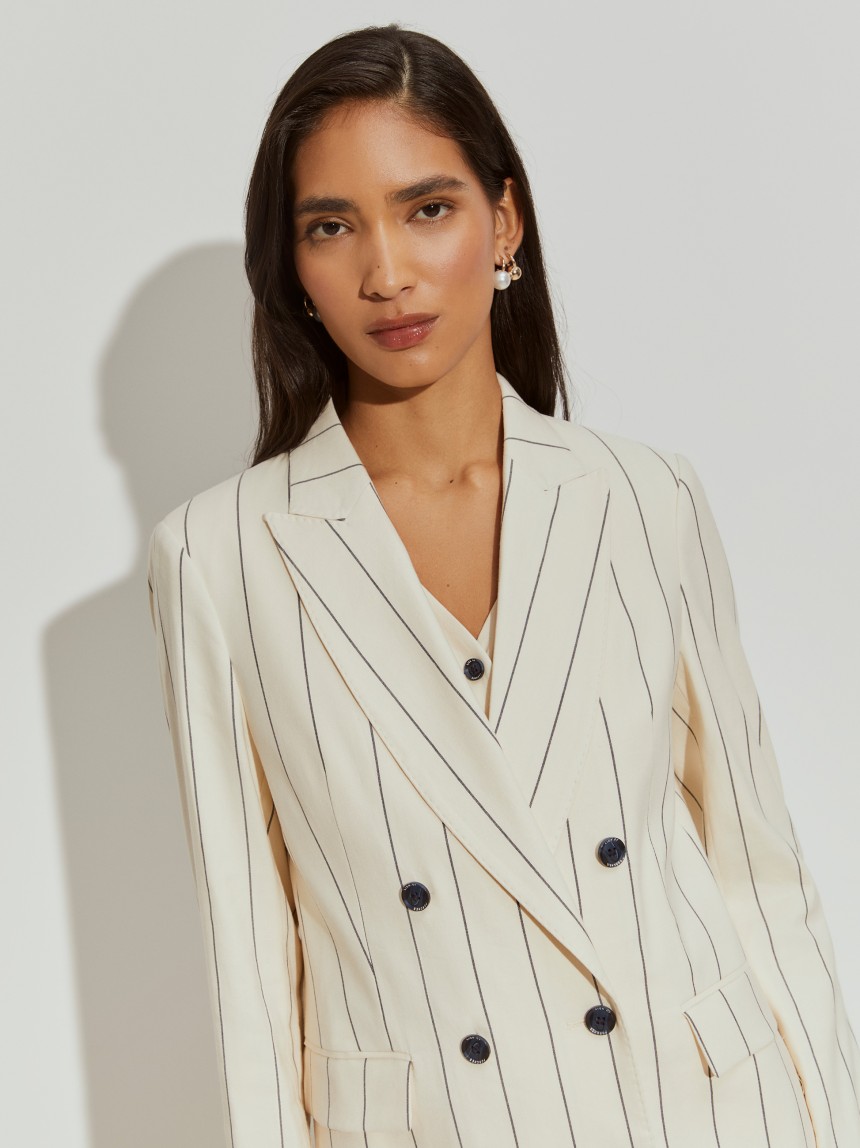 Striped double-breasted blazer