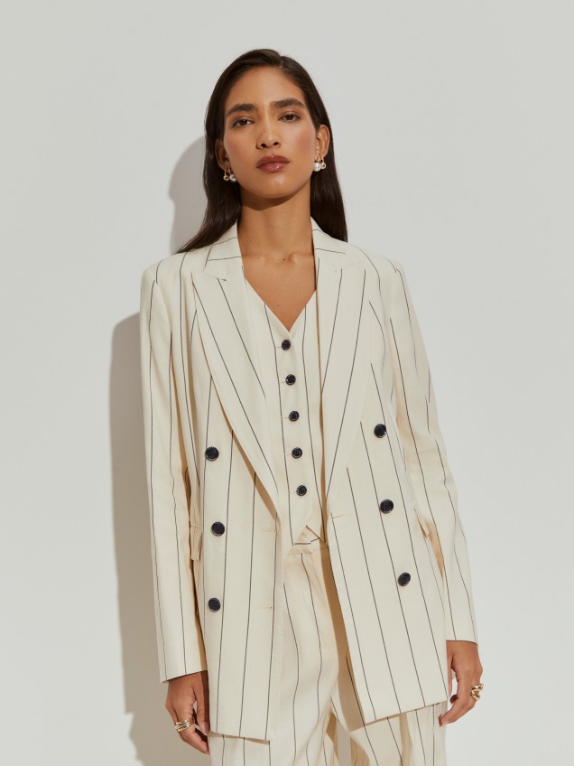 Striped double-breasted blazer