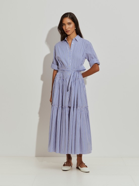 Vestido comprido s riscas