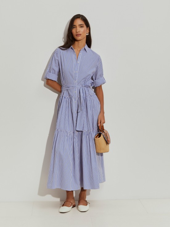 Vestido comprido s riscas