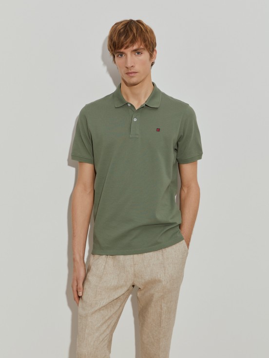 Regular fit piqu polo shirt