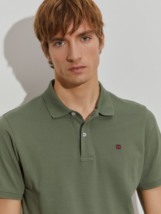 Regular fit piqu polo shirt