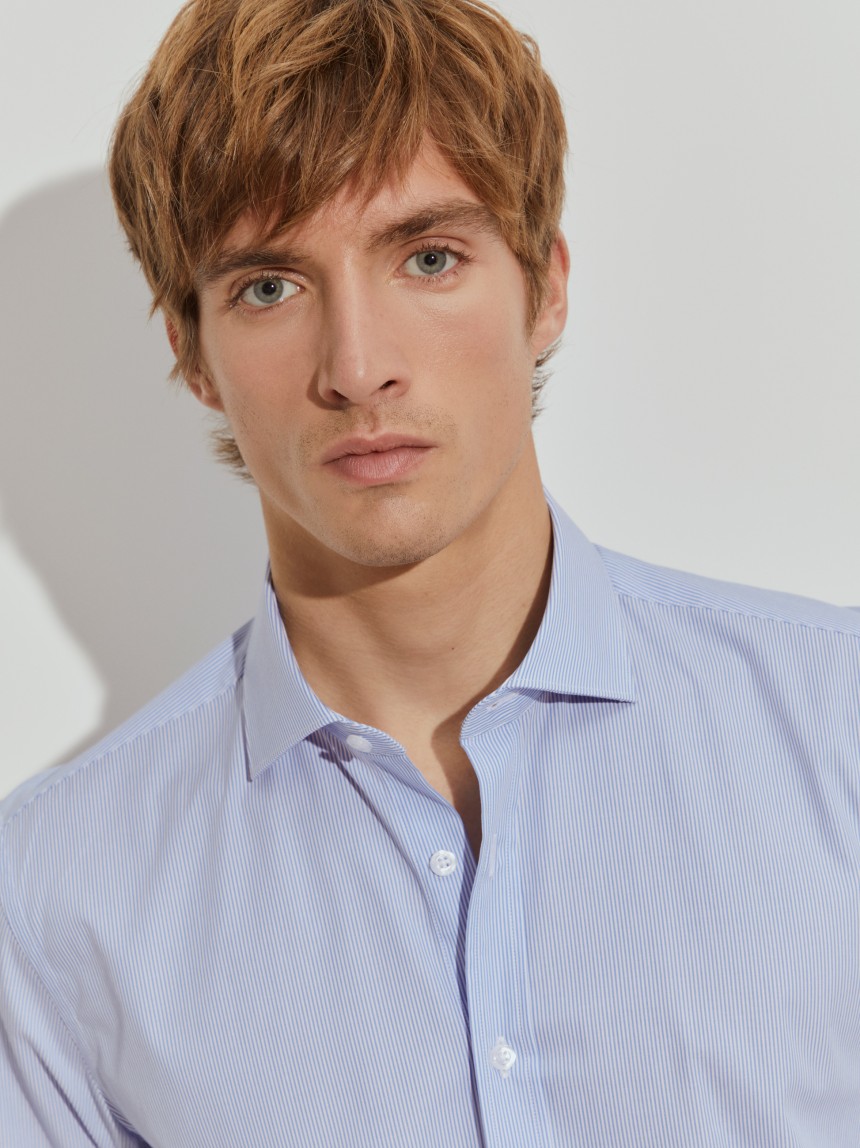 Camisa de riscas em popelina
