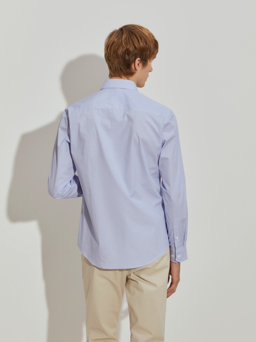 Camisa de riscas em popelina