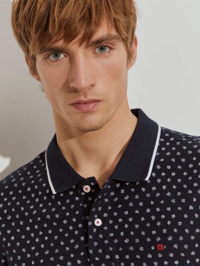 Printed slim fit polo shirt - Image product