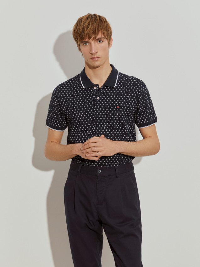 Printed slim fit polo shirt - Image product