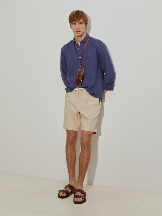 Cotton/linen Bermuda shorts