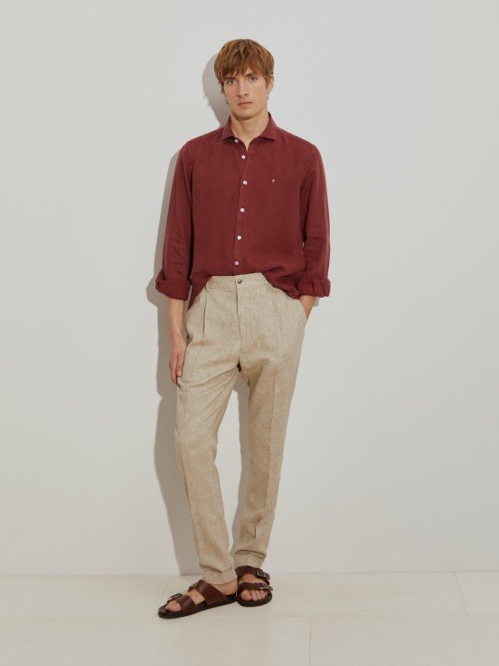 Camisa de lino slim fit