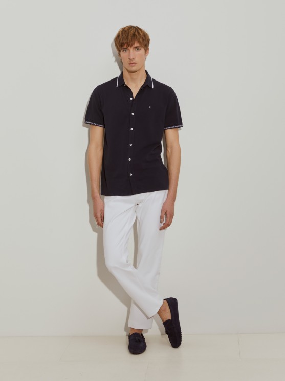 Polo camisa com riscas