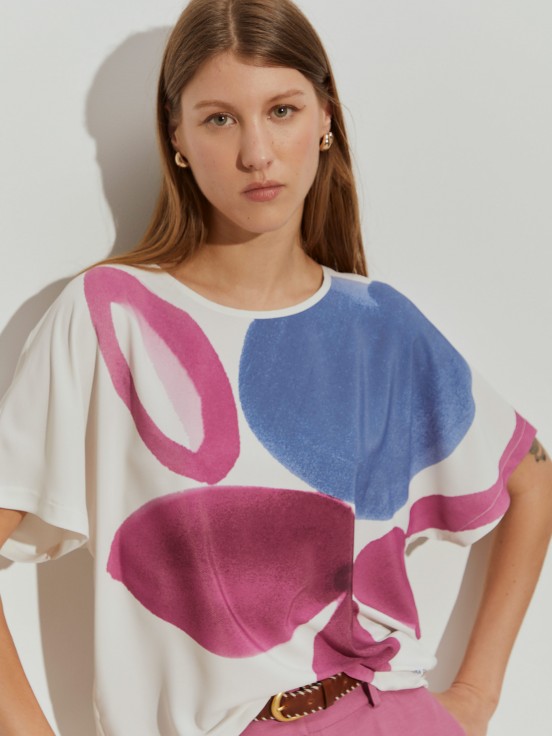 Blusa kimono com estampado