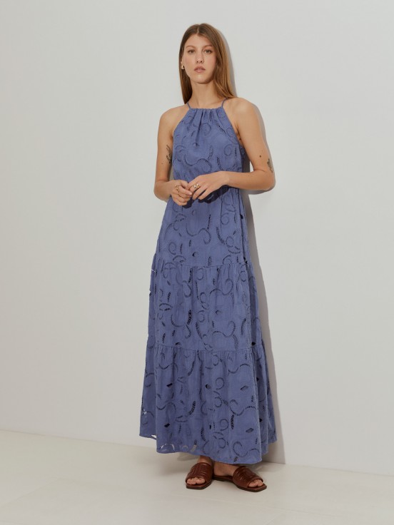 Vestido largo bordado ingls.