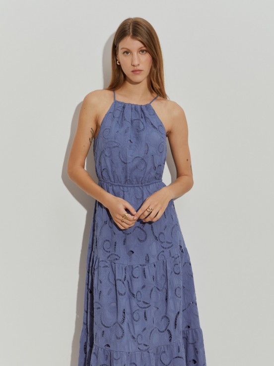 Vestido largo bordado ingls.