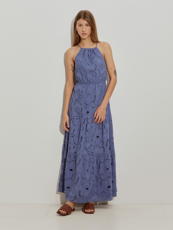 Vestido largo bordado ingls.