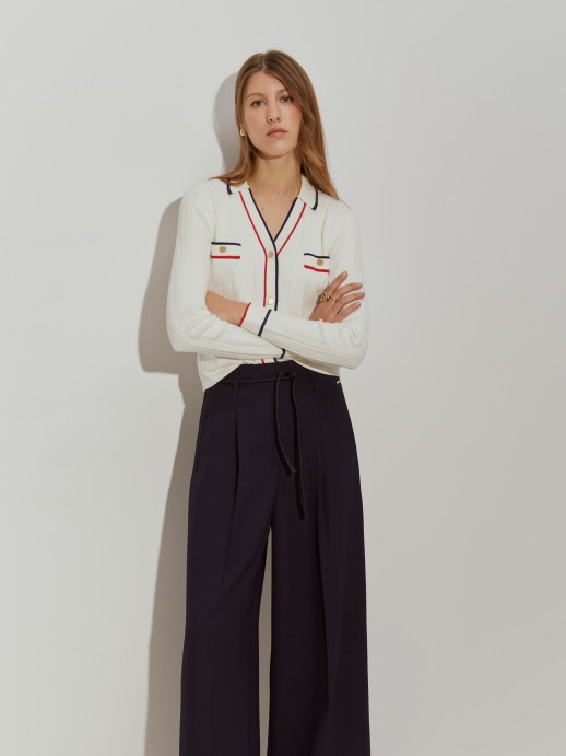 Tricolor knitted coat