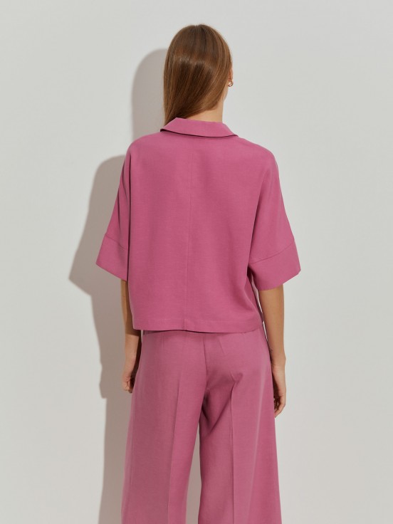 Short shirt in tencel/linen