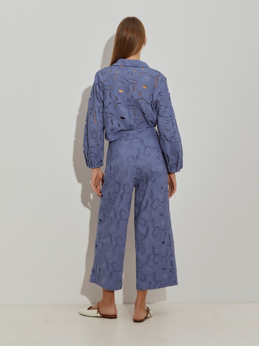 Straight trousers in English embroidery