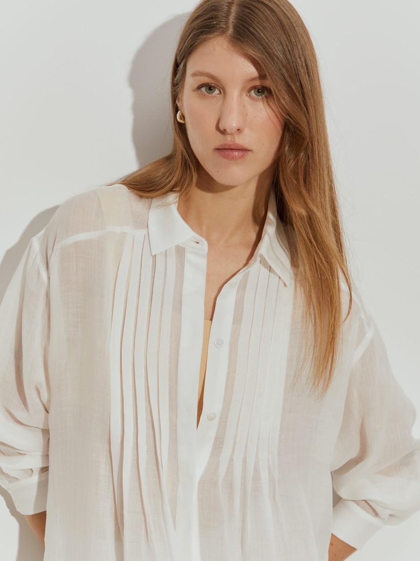 Long ramie and lyocell shirt