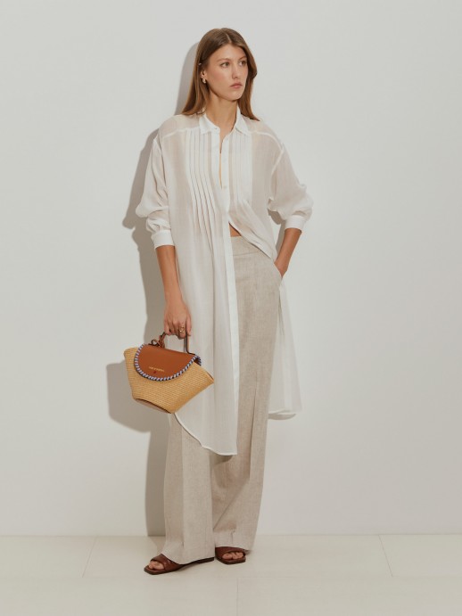 Long ramie and lyocell shirt