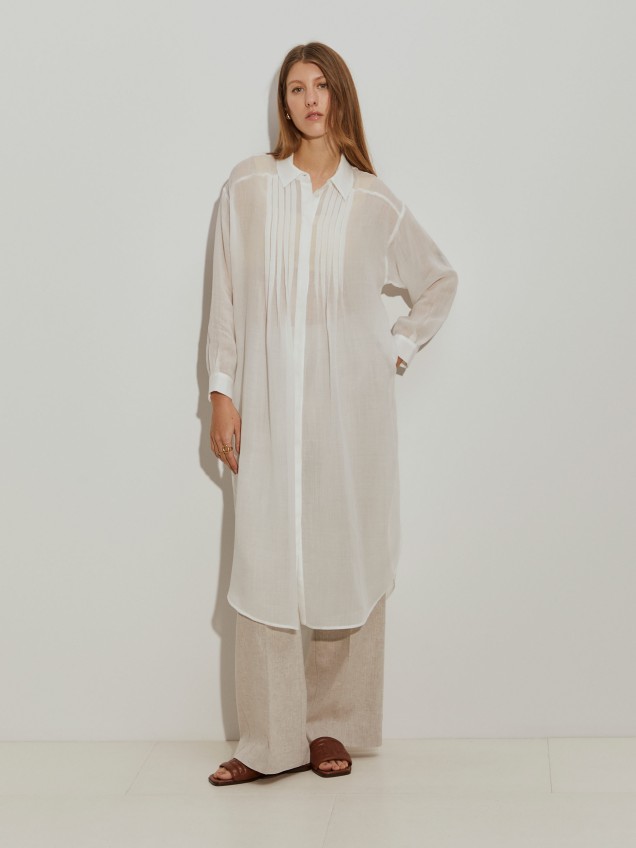 Long ramie and lyocell shirt