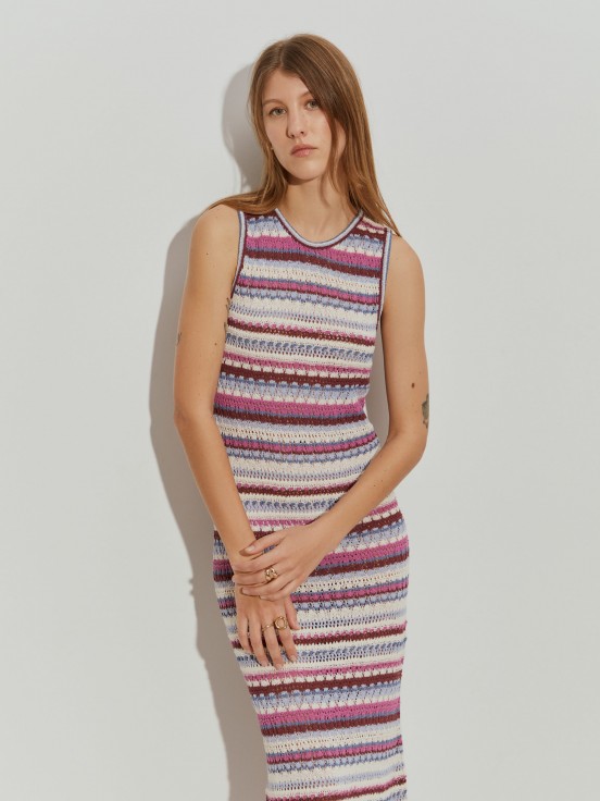 Vestido malha s riscas