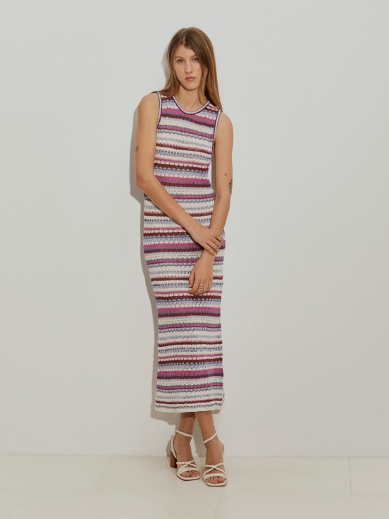 Vestido malha s riscas
