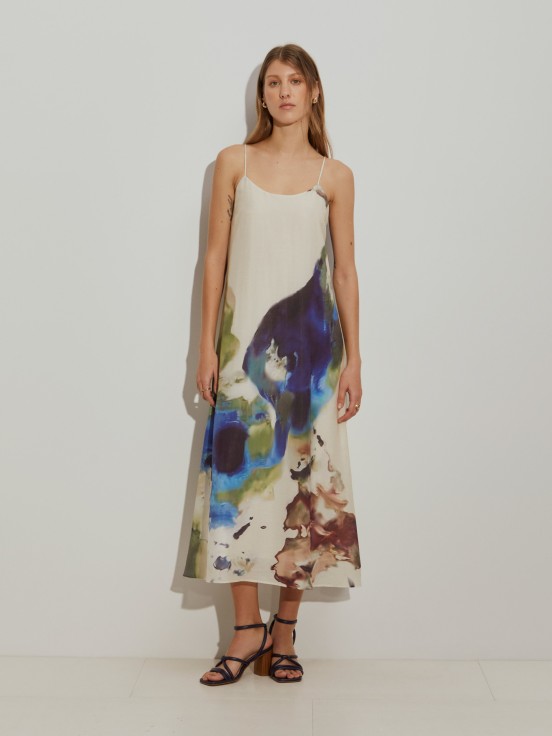 Vestido comprido estampado