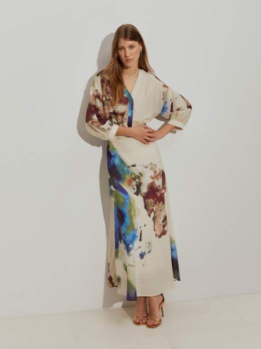 Long printed skirt