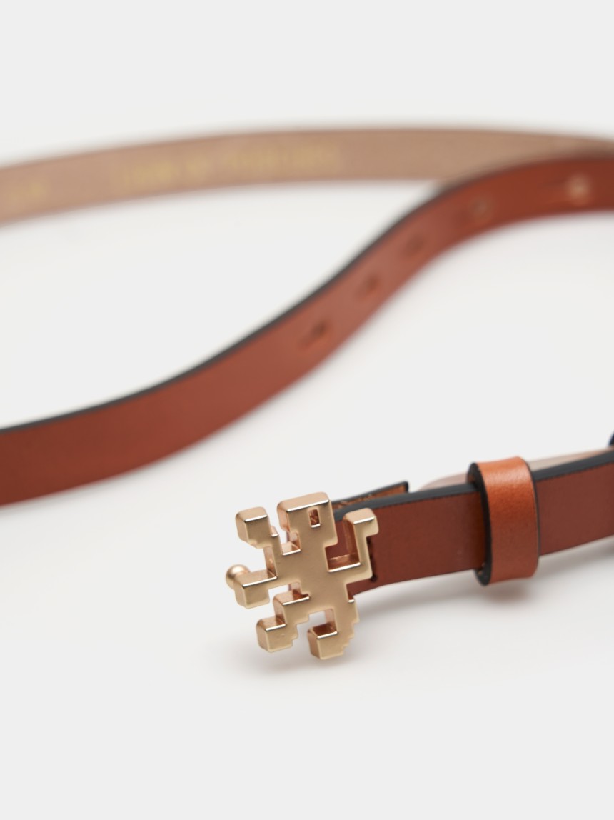 Thin leather belt