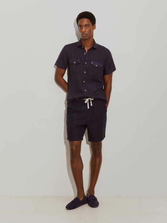 Camisa lino manga corta