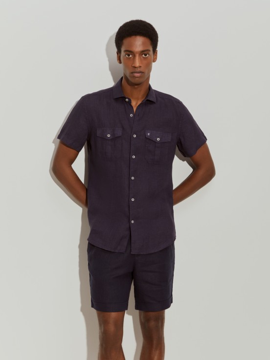 Camisa lino manga corta