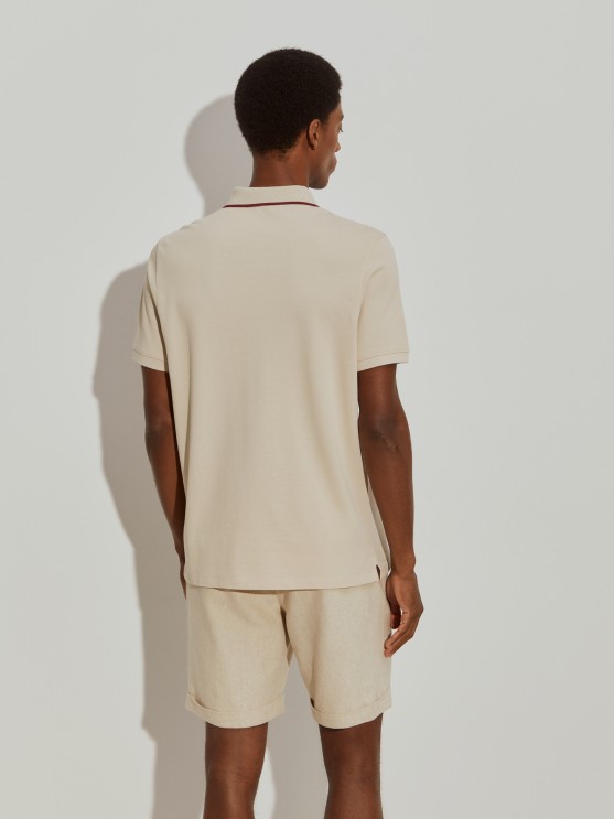 Pique polo shirt with zip