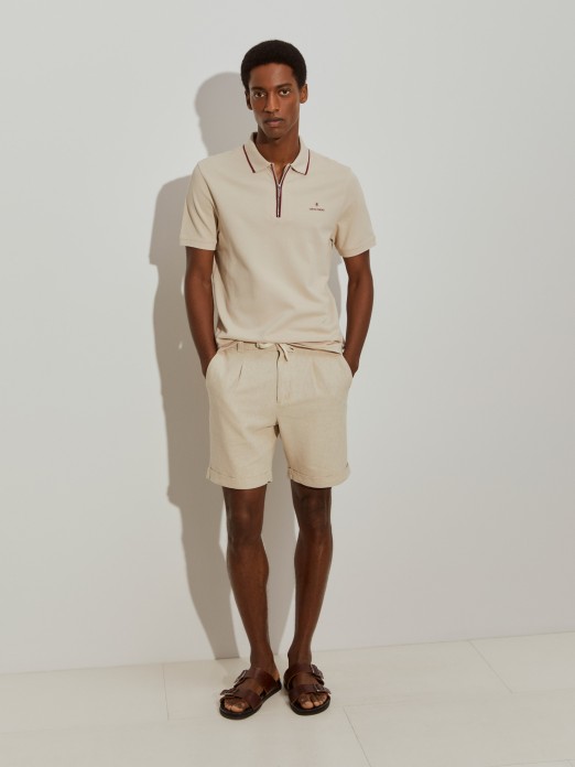 Pique polo shirt with zip
