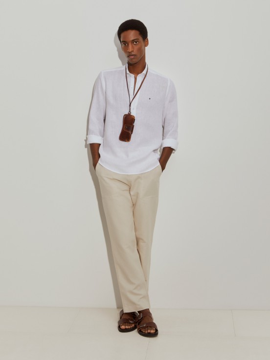 Camisa slim fit em linho
