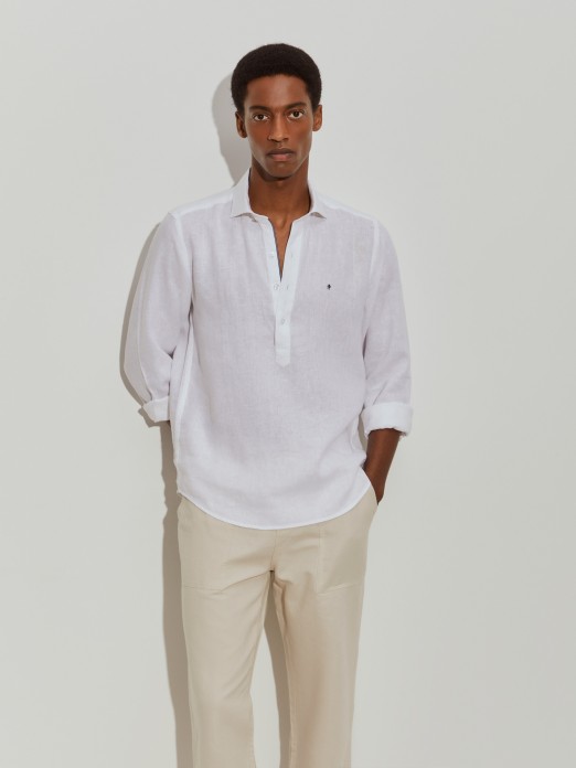 Camisa slim fit em linho