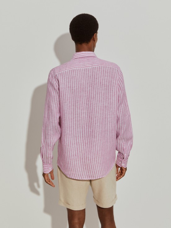 Camisa lino corte regular