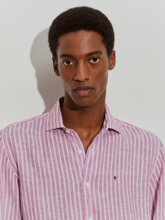 Camisa lino corte regular