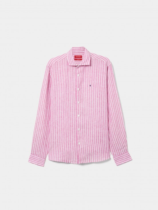 Camisa lino corte regular