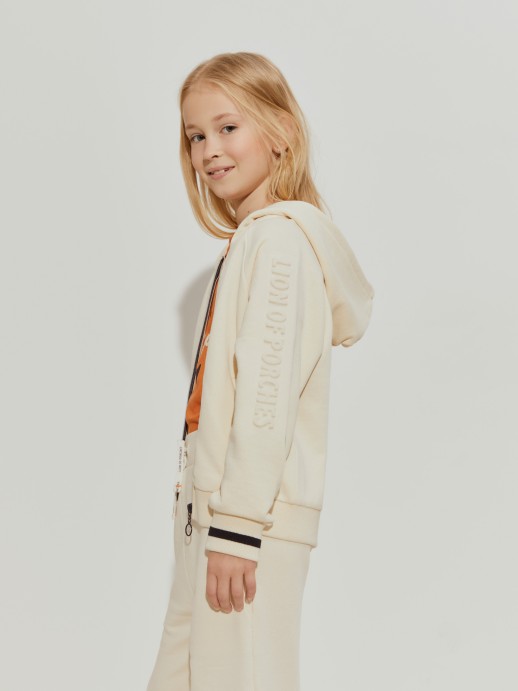 Knitted coat with hood