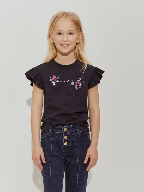 T-shirt com folho e estampado